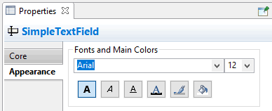 Section Appearance in the Properties view to define Fonts and Main Colors.