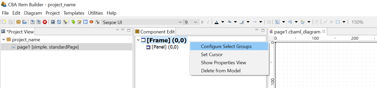 Context menu to Configure Select Groups in the Component Edit.