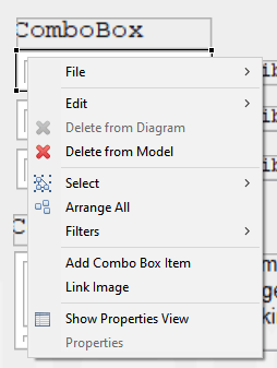 Context menu for ComboBoxes in the Page Editor.