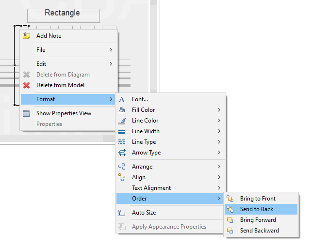 Context menu for design-time Z-order in the Page Editor.
