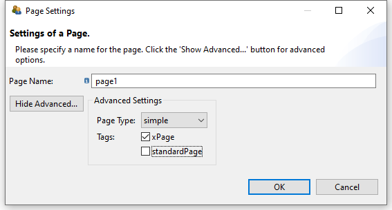 Dialog for changing Page Settings.