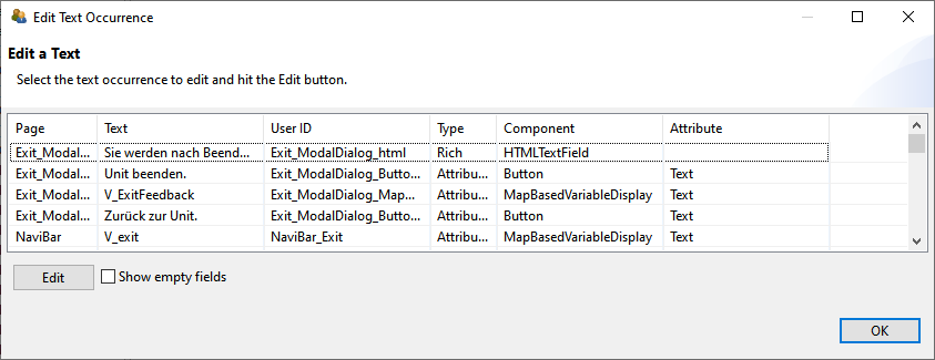 CBA ItemBuilder Edit Text Occurrence Dialog.