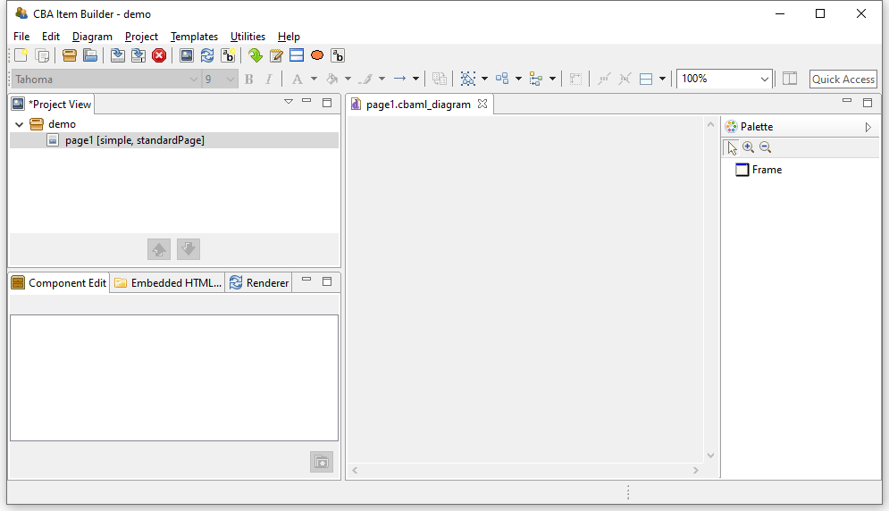 Empty Page Editor if no Frame is defined.