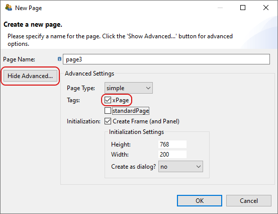 Tag for creating a new page as XPage.
