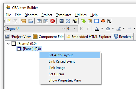 Context menu entry Set Auto Layout for selected Panels to open the dialog Auto Layout Panel Properties.