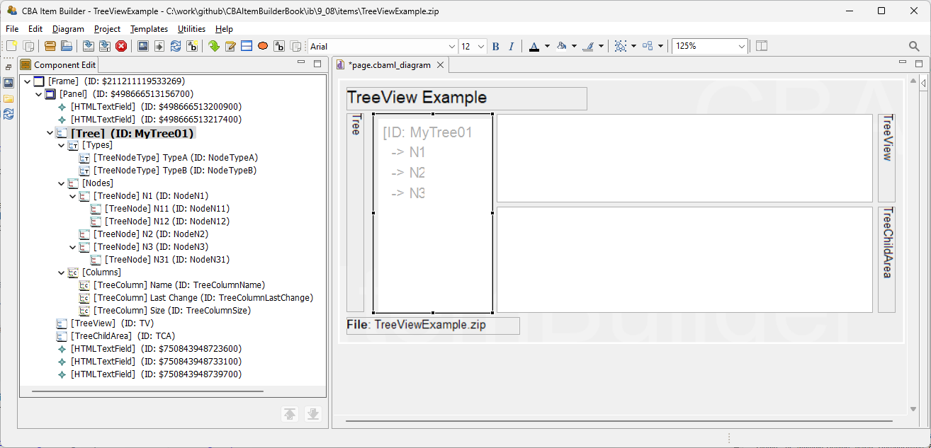 Configuration of Tree-component in the Component Edit-view.