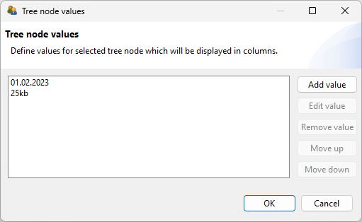 Edit values for [Nodes] shown in the TreeView-component.